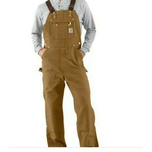 CARHARTT Duck Bib OVERALLS 38x32  R01 Brown